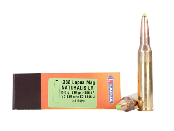 Lapua Naturalis Ammunition 338 Lapua Magnum 230 Grain Polymer Tip Lead-Free Box of 10