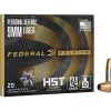 Federal Premium Personal Defense Ammunition 9mm Luger 124 Grain HST Jacketed Hollow Point Box of 20