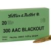 Sellier & Bellot Ammunition 300 AAC Blackout Subsonic 200 Grain Full Metal Jacket