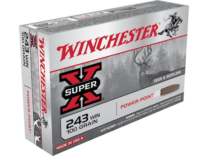 Winchester Super-X Ammunition 243 Winchester 100 Grain Power-Point Box of 20