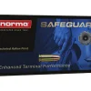 Norma Home Defense Safeguard Ammunition 9mm Luger 115 Grain Jacketed Hollow Point Box of 50