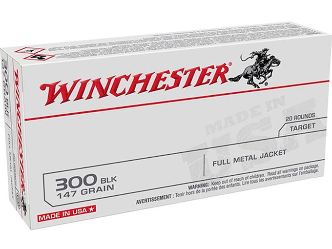 Winchester USA Ammunition 300 AAC Blackout 147 Grain Full Metal Jacket