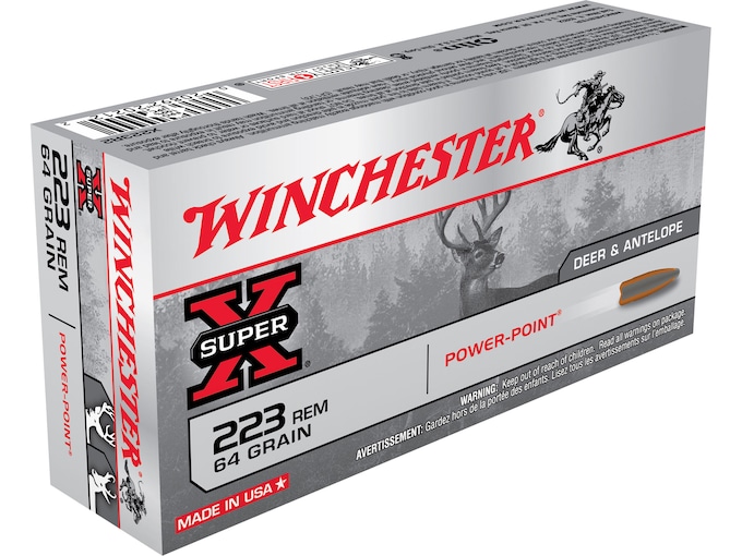 Winchester Super-X Ammunition 223 Remington 64 Grain Power-Point Box of 20