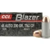 Blazer Clean-Fire Ammunition 45 ACP 230 Grain Total Metal Jacket Box of 50