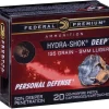 Federal Premium Personal Defense Ammunition 9mm Luger 135 Grain Hydra-Shok Deep Jacketed Hollow Point Box of 20