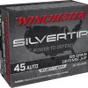Winchester Silvertip Defense Ammunition 45 ACP 185 Grain Jacketed Hollow Point Box of 20