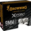 Browning X-Point Defense Ammunition 9mm Luger 147 Grain Jacketed Hollow Point Box of 20