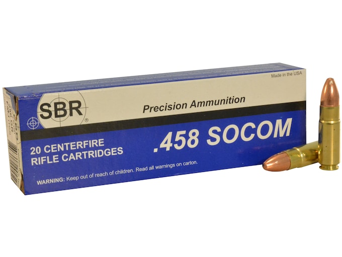 SBR Ammunition 458 SOCOM 350 Grain Full Metal Jacket Box of 20