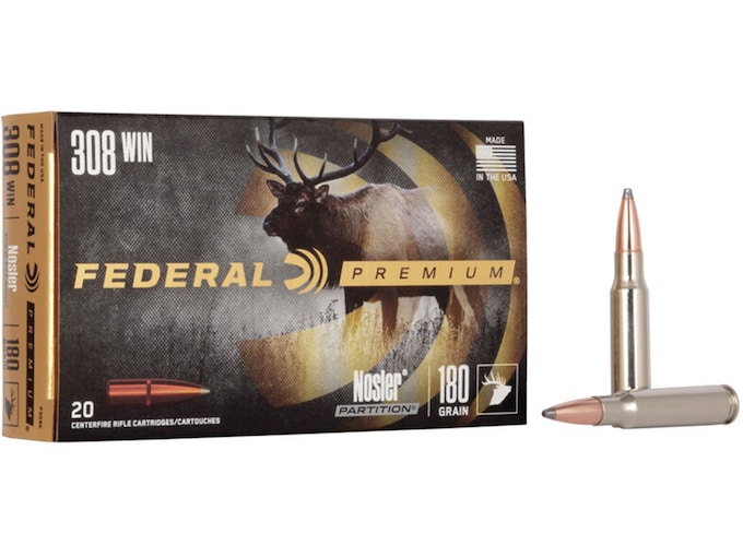 Federal Premium Ammunition 308 Winchester 180 Grain Nosler Partition Box of 20