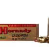 Hornady Varmint Express Ammunition 22-250 Remington 55 Grain V-MAX Polymer Tip Box of 20