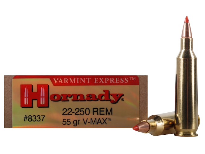 Hornady Varmint Express Ammunition 22-250 Remington 55 Grain V-MAX Polymer Tip Box of 20