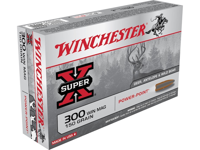 Winchester Super-X Ammunition 300 Winchester Magnum 150 Grain Power-Point Box of 20