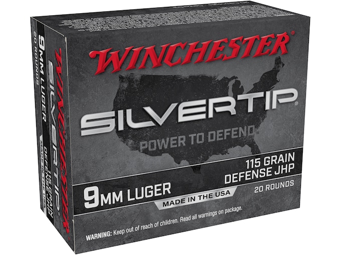Winchester Silvertip Defense Ammunition 9mm Luger 115 Grain Jacketed Hollow Point Box of 20