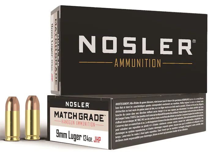Nosler Match Grade Ammunition 9mm Luger 124 Grain Jacketed Hollow Point