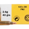 Sellier & Bellot Ammunition 4.6x30mm HK 40 Grain Full Metal Jacket Box of 40