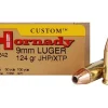 Hornady Custom Ammunition 9mm Luger 124 Grain XTP Jacketed Hollow Point Box of 25