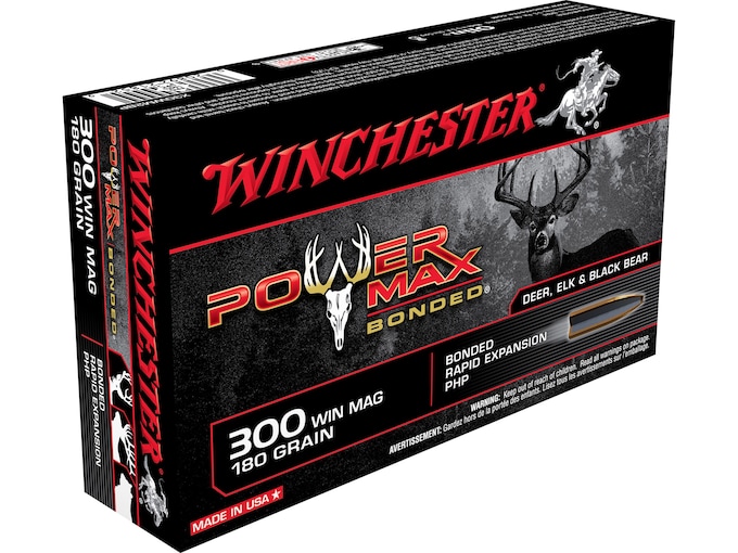 Winchester Power Max Bonded Ammunition 300 Winchester Magnum 180 Grain Protected Hollow Point Box of 20