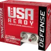 Winchester USA Ready Defense Ammunition 9mm Luger +P 124 Grain Hex-Vent Jacketed Hollow Point Box of 20