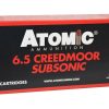 Atomic Ammunition Subsonic Ammunition 6.5 Creedmoor 129 Grain Jacketed Soft Point Box of 20