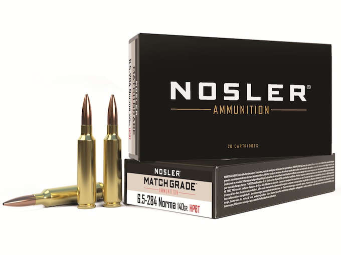Nosler Match Grade Ammunition 6.5mm-284 Norma 140 Grain Custom Competition Hollow Point Boat Tail Box of 20
