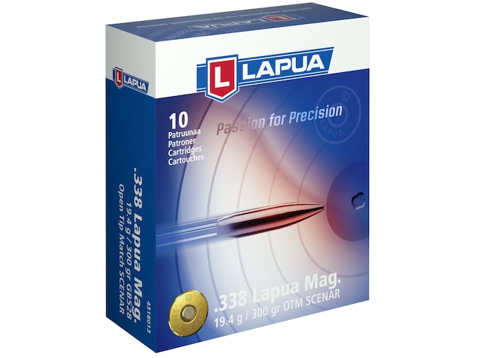 Lapua Scenar Ammunition 338 Lapua Magnum 300 Grain Hollow Point Boat Tail Box of 10