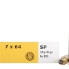 Sellier & Bellot Ammunition 7x64mm Brenneke 139 Grain Semi-Jacketed Soft Point Box of 20