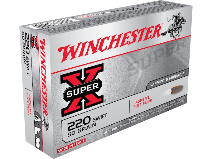 Winchester Super-X Ammunition 220 Swift 50 Grain Pointed Soft Point Box of 20