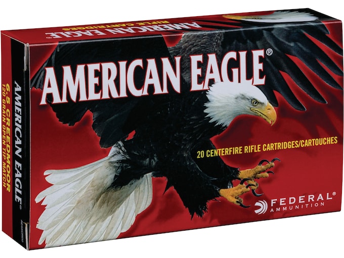 Federal American Eagle Ammunition 6.5 Creedmoor 120 Grain Open Tip Match
