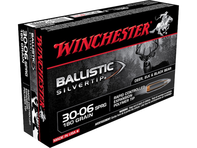 Winchester Ballistic Silvertip Ammunition 30-06 Springfield 180 Grain Rapid Controlled Expansion Polymer Tip Box of 20