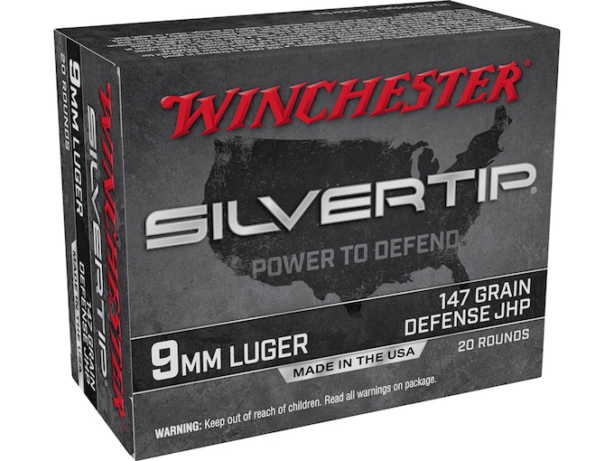 Winchester Silvertip Defense Ammunition 9mm Luger 147 Grain Jacketed Hollow Point Box of 20