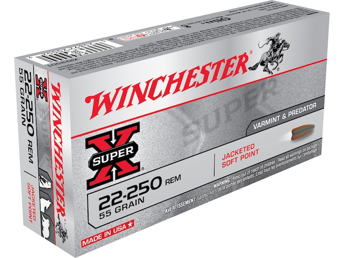 Winchester Super-X Ammunition 22-250 Remington 55 Grain Pointed Soft Point
