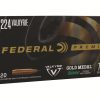 Federal Premium Gold Medal Ammunition 224 Valkyrie 77 Grain Sierra MatchKing Hollow Point Boat Tail