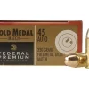 Federal Premium Gold Medal Match Ammunition 45 ACP 230 Grain Full Metal Jacket Box of 50