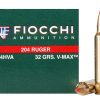 Fiocchi Extrema Ammunition 204 Ruger 32 Grain Hornady V-MAX Box of 50