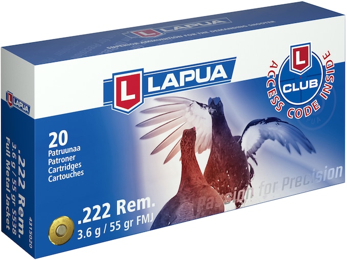 Lapua Ammunition 222 Remington 55 Grain Full Metal Jacket Box of 20