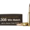 Black Hills Gold Ammunition 308 Winchester 168 Grain Barnes TSX Hollow Point Boat Tail Lead-Free Box of 20