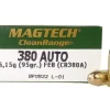 Magtech Clean Range Ammunition 380 ACP 95 Grain Encapsulated Round Nose Box of 50