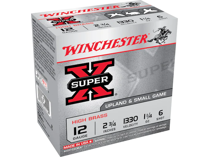 Winchester Super-X High Brass Ammunition 12 Gauge 2-3/4" 1-1/4 oz #6 Shot Box of 25