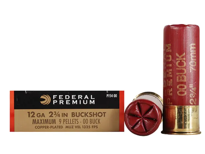 Federal Premium Vital-Shok Ammunition 12 Gauge 2-3/4" Buffered 00 Copper Plated Buckshot 9 Pellets Box of 5