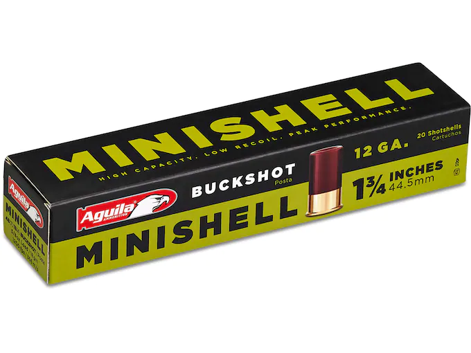 Aguila Minishell Ammunition 12 Gauge 1-3/4" #4 and #1 Buckshot 11 Pellets Box of 20