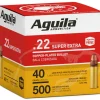 Aguila Super Extra High Velocity Ammunition 22 Long Rifle 40 Grain Plated Lead Round Nose Bulk