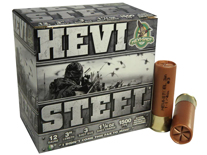 Hevi-Shot Hevi-Steel Waterfowl Ammunition 12 Gauge 3" 1-1/4 oz #3 Non-Toxic Shot