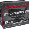Winchester Silvertip Defense Ammunition 10mm Auto 175 Grain Jacketed Hollow Point Box of 20