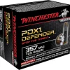 Winchester Defender Ammunition 357 Magnum 125 Grain Bonded Jacketed Hollow Point Box of 20
