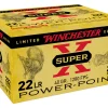 Winchester Super-X High Velocity Ammunition 22 Long Rifle 40 Grain Power-Point Plated Lead Hollow Point