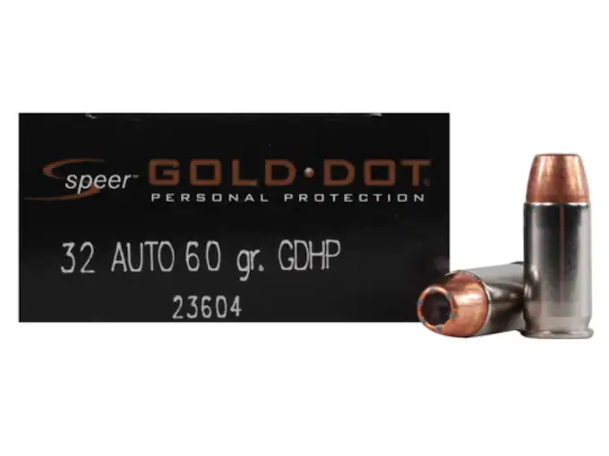 Speer Gold Dot Ammunition 32 ACP 60 Grain Jacketed Hollow Point
