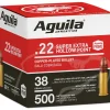 Aguila Super Extra High Velocity Ammunition 22 Long Rifle 38 Grain Plated Lead Hollow Point Bulk