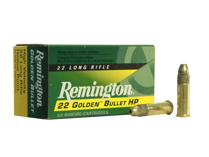 Remington Golden Bullet Ammunition 22 Long Rifle 36 Grain Plated Lead Hollow Point
