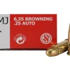 Sellier & Bellot Ammunition 25 ACP 50 Grain Full Metal Jacket Box of 50