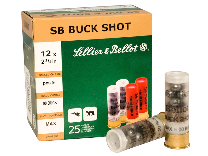 Sellier & Bellot Ammunition 12 Gauge 2-3/4" 00 Buckshot 9 Pellets Box of 25